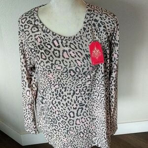 NWT Cuddl Duds Lounge Top Animal Print M LS